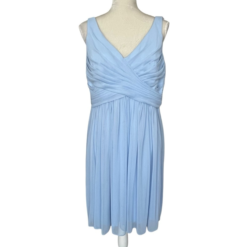 David’s Bridal Ice Blue Cowl Neck Special Occasion Dress Women’s Size 14 Mesh